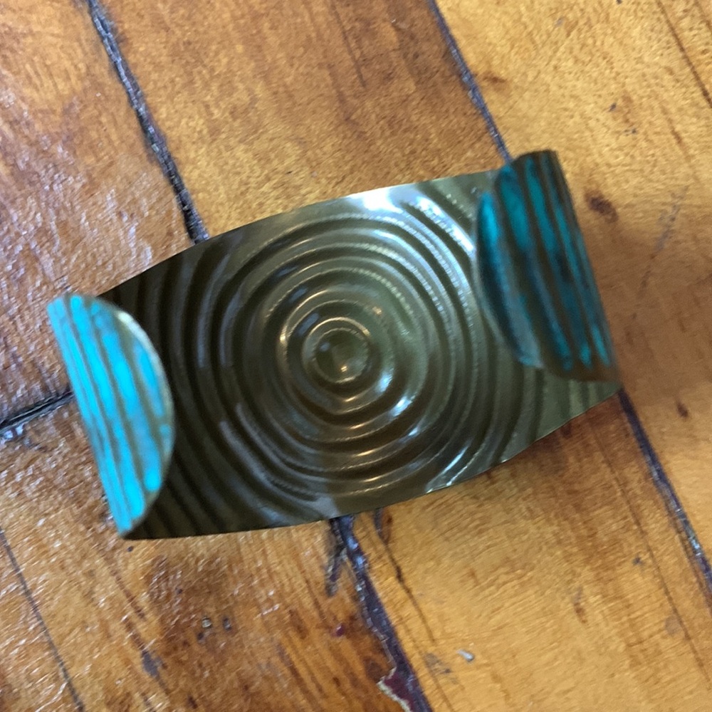Brass with Turquoise Patina Bracelet Armband - Picture 4 of 4